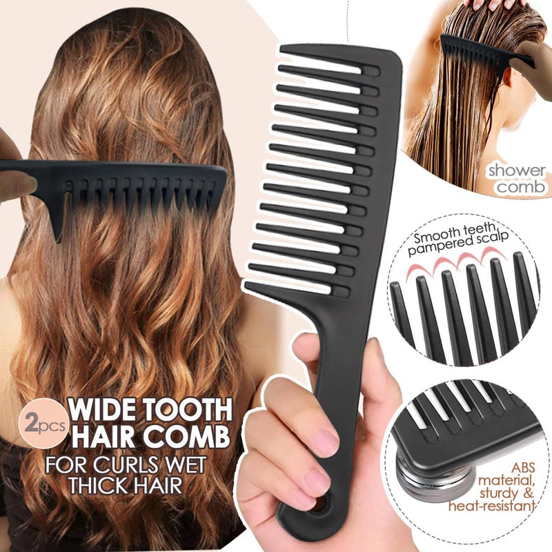 VITMOORY Hair Combs Set, Large Wide Tooth Comb, Rat Tail, Fine Tooth Comb For Women Men Fine Thick Curlys Wet Hair Styling Detangling Parting Cutting (5PCS) - Image 2
